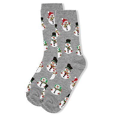 Smiley Snowman Holiday Crew Sock