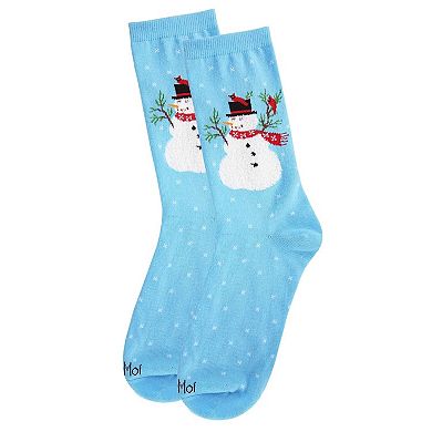 Snowman & Bird Holiday Crew Socks