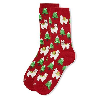 Llama Trees Holiday Crew Sock
