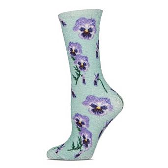 Pansy Cbd Infused Eucalyptus Scent Cozy Crew Socks