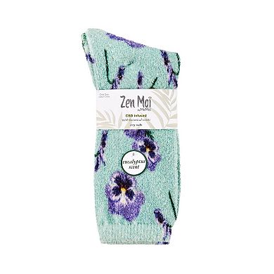 Pansy Cbd Infused Eucalyptus Scent Cozy Crew Socks