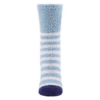 Striped Dreidel Embroidery Cozy Holiday Crew Socks