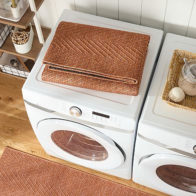 Town & Country Pax Herringbone Textured Solid Everwash Washable Area Rug
