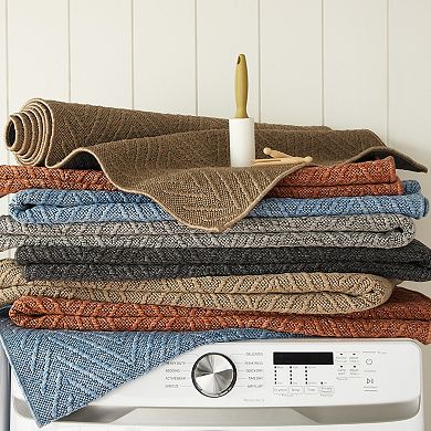 Town & Country Pax Herringbone Textured Solid Everwash Washable Area Rug