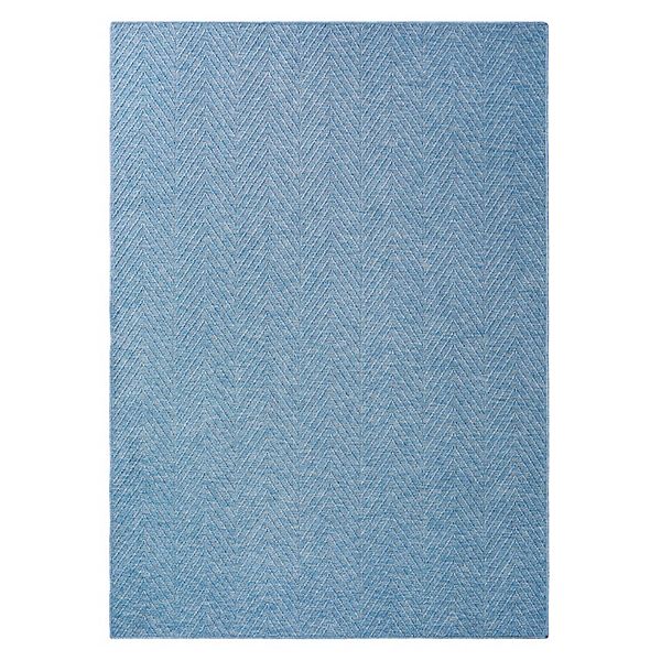 Town & Country Pax Herringbone Textured Solid Everwash Washable Area Rug - Blue (8FT RND)