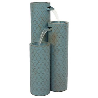 Sunnydaze Moroccan Trellis 3-Column Zinc Outdoor Garden Fountain - 27.5"