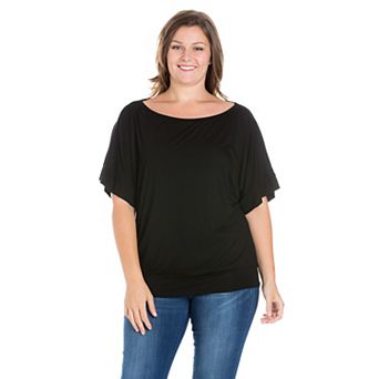 Plus Size 24Seven Comfort Apparel Short Sleeve Dolman Top