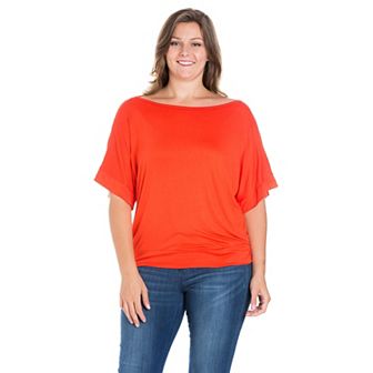Plus Size 24Seven Comfort Apparel Short Sleeve Dolman Top