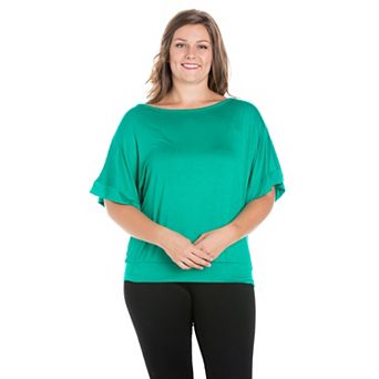 Plus Size 24Seven Comfort Apparel Short Sleeve Dolman Top