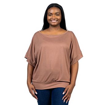 Plus Size 24Seven Comfort Apparel Short Sleeve Dolman Top