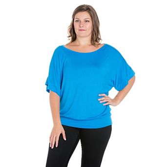 Plus Size 24Seven Comfort Apparel Short Sleeve Dolman Top