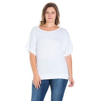 Plus Size 24Seven Comfort Apparel Short Sleeve Dolman Top