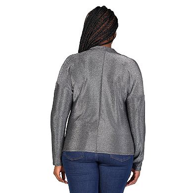 Plus Size 24Seven Comfort Apparel Shimmery Cowlneck Long Sleeve Tunic Top