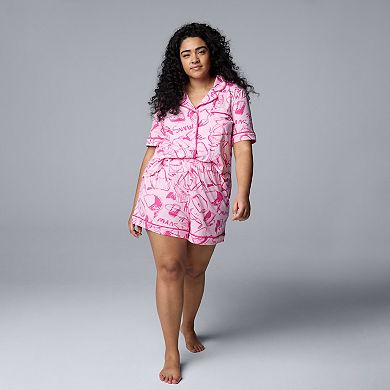 Plus Size Simply Vera Vera Wang 2-pc. Pajama Top & Pajama Shorts Sleepwear Set