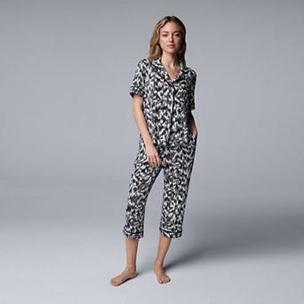 Women's Simply Vera Vera Wang 2 pc Pajama Top & Pajama Capri Pants Sleepwear Set
