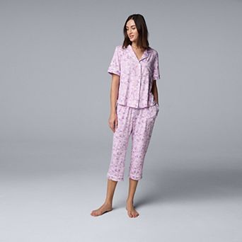 Women's Simply Vera Vera Wang 2 pc Pajama Top & Pajama Capri Pants Sleepwear Set