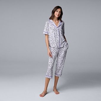 Women's Simply Vera Vera Wang 2 pc Pajama Top & Pajama Capri Pants Sleepwear Set