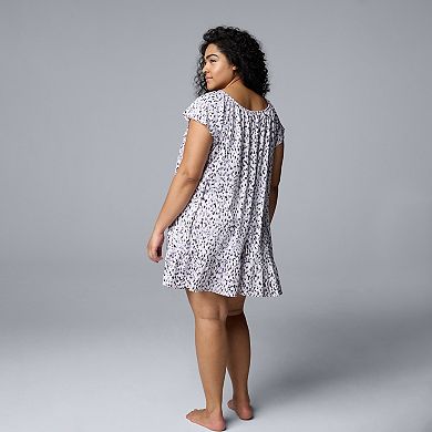 Plus Size Simply Vera Vera Wang Short Sleeve Sleepshirt Nightgown