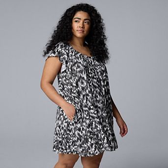 Plus Size Simply Vera Vera Wang Short Sleeve Sleepshirt Nightgown