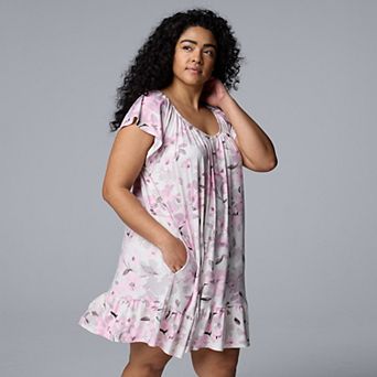Plus Size Simply Vera Vera Wang Short Sleeve Sleepshirt Nightgown