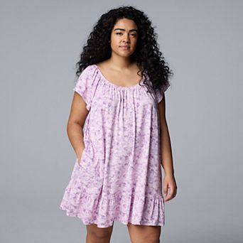 Plus Size Simply Vera Vera Wang Short Sleeve Sleepshirt Nightgown