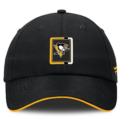 Men's Fanatics Black/Gold Pittsburgh Penguins Authentic Pro Ripstop Adjustable Hat