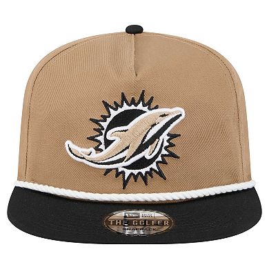 Men's New Era Khaki/Black Miami Dolphins Desert Golfer Snapback Hat