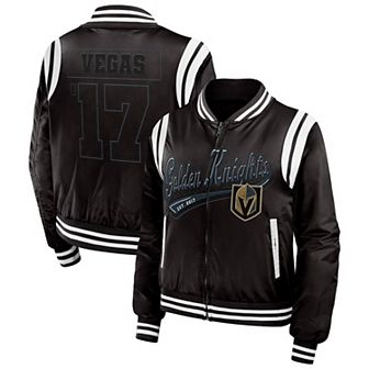 Women's WEAR by Erin Andrews Black Vegas Golden Knights Baller Full-Zip Bomber Jacket