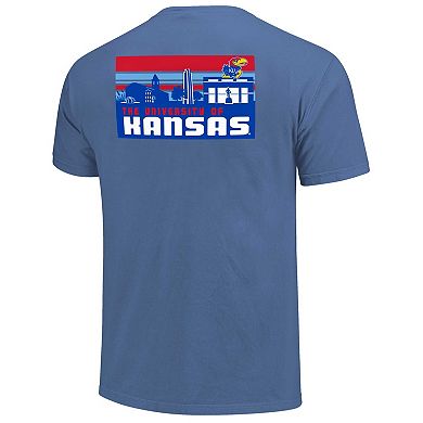Men's Royal Kansas Jayhawks Striped Campus Skyline T-Shirt