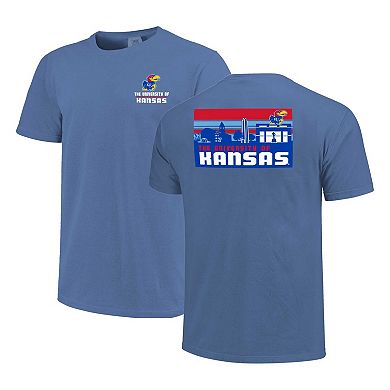 Men's Royal Kansas Jayhawks Striped Campus Skyline T-Shirt