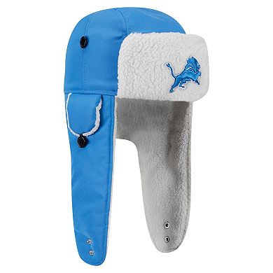 Men's New Era Blue Detroit Lions Sherpa Trapper Hat