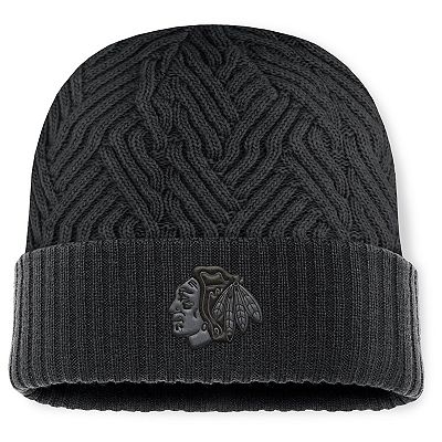Men s Fanatics Black Chicago Blackhawks Authentic Pro Road Cuffed Knit Hat