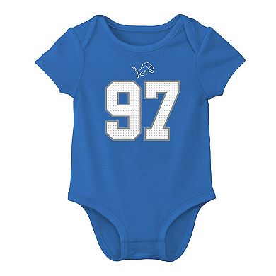 Infant Nike Aidan Hutchinson Blue Detroit Lions Player Name & Number Bodysuit