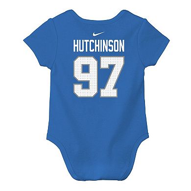 Infant Nike Aidan Hutchinson Blue Detroit Lions Player Name & Number Bodysuit