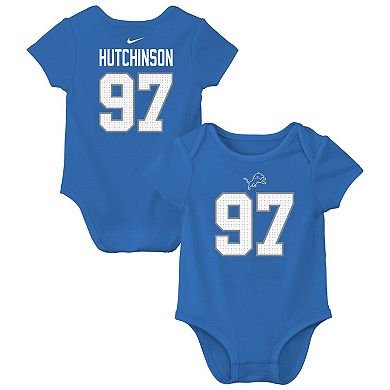 Infant Nike Aidan Hutchinson Blue Detroit Lions Player Name & Number Bodysuit
