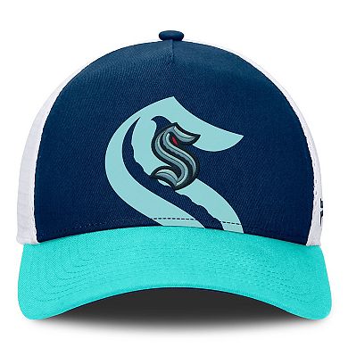 Men's Fanatics Deep Sea Blue/Light Blue Seattle Kraken Authentic Pro A-Frame Rink Adjustable Hat