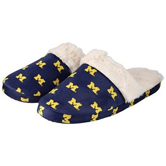 Women's ZooZatz Navy Michigan Wolverines Faux Fur Slippers