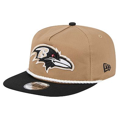 Men's New Era Khaki/Black Baltimore Ravens Desert Golfer Snapback Hat
