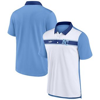 Men's Nike White/Light Blue Kansas City Royals Rewind Stripe Polo