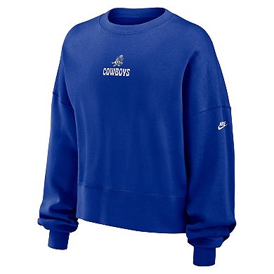 Women's Nike Royal Dallas Cowboys Oversized Long Sleeve Cropped Sweatshirt