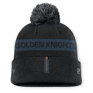 Women's Fanatics Black/ Vegas Golden Knights Authentic Pro Rink Cuffed Knit Hat with Pom