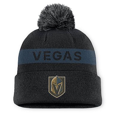 Women's Fanatics Black/ Vegas Golden Knights Authentic Pro Rink Cuffed Knit Hat with Pom