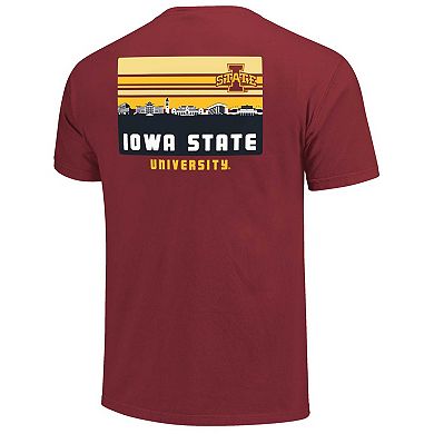 Men's Cardinal Iowa State Cyclones Striped Campus Skyline T-Shirt