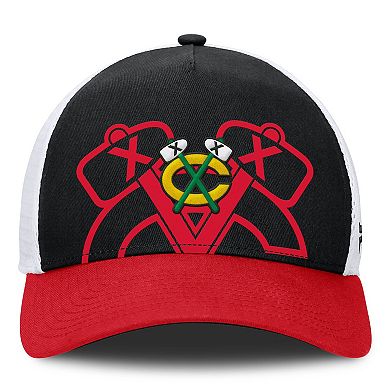 Men's Fanatics Black/Red Chicago Blackhawks Authentic Pro A-Frame Rink Adjustable Hat