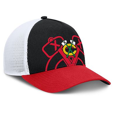 Men's Fanatics Black/Red Chicago Blackhawks Authentic Pro A-Frame Rink Adjustable Hat