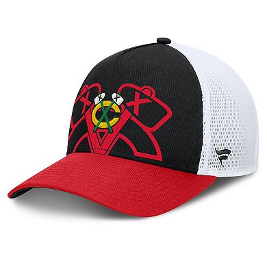 Men's Fanatics Black/Red Chicago Blackhawks Authentic Pro A-Frame Rink Adjustable Hat