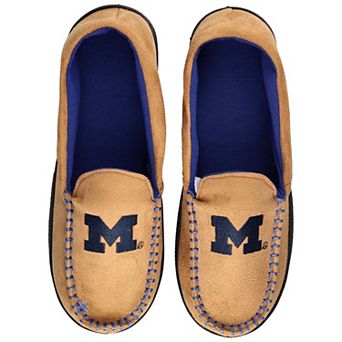 Men's ZooZatz Brown Michigan Wolverines Moccasin Slippers