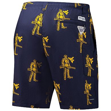 Men's Columbia Navy West Virginia Mountaineers Backcast III Printed Short