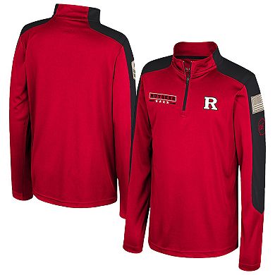 Youth Colosseum Scarlet Rutgers Scarlet Knights OHT Military Appreciation Cyclone Quarter-Zip Windshirt