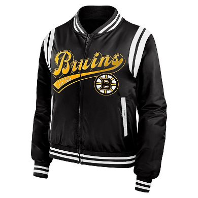 Women's WEAR by Erin Andrews Black Boston Bruins Baller Full-Zip Bomber Jacket